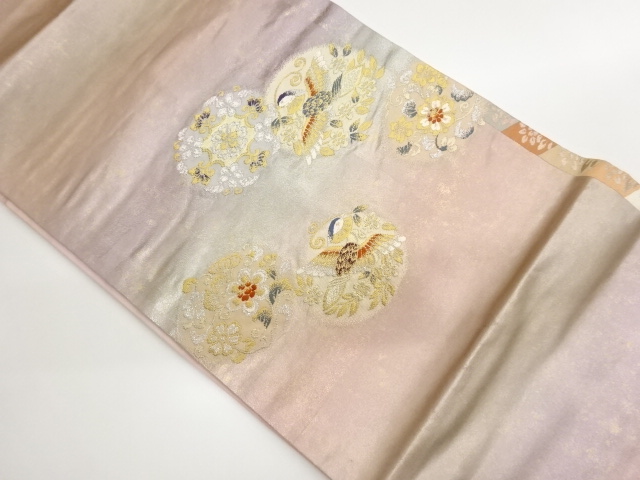 JAPANESE NAGOYA OBI / WOVEN FLOWER ROUNDEL
